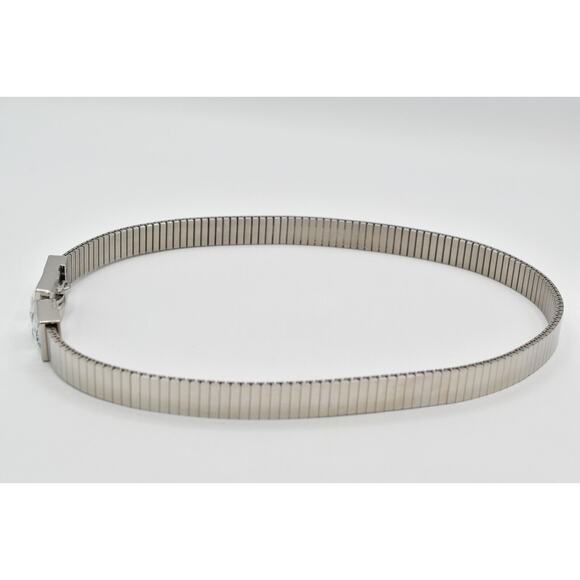 Vintage Metal Belt Silver Metal Stretch Chunky Square Crystal Rhinestone Faceted main image 10
